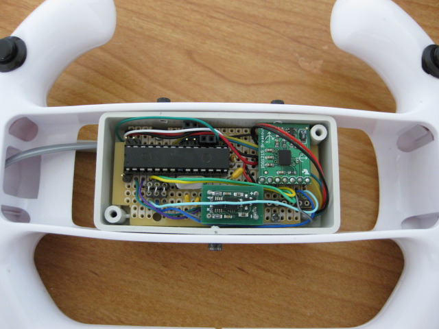 usb tilt / pan gamepad in Wii steering wheel, uses accelerometer, gyro and pic18f2550